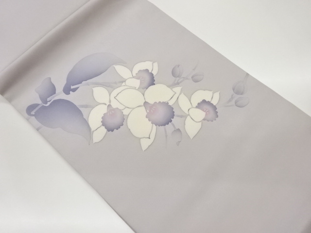塩瀬花々模様開き名古屋帯（額縁仕立て）